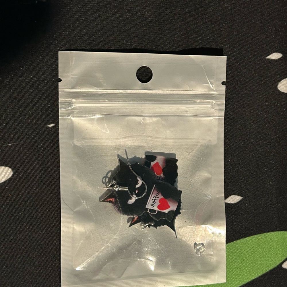 Angry cat with coffee cup earrings